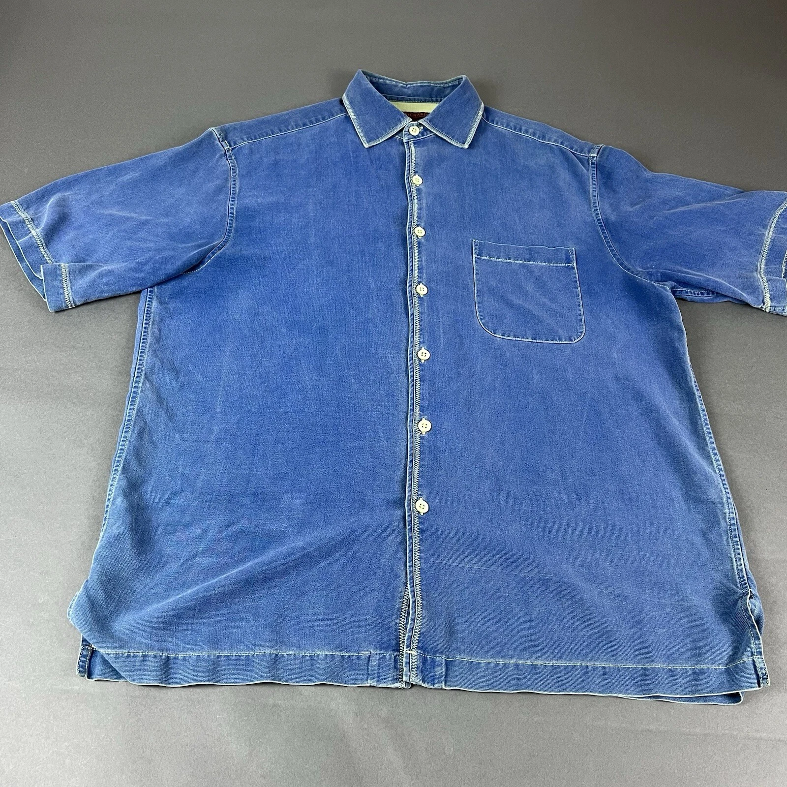 Tori Richard Honolulu Shirt Mens Size Medium Blue 100% Silk Design Hawaiian