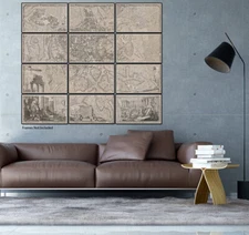 Set of 16 Prints - La Pianta Grande di Roma by Giovanni Battista Nolli c. 1748