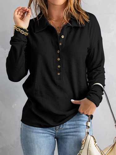 Womens Buttons Long Sleeve Tops Ladies Blouse T Shirt - Picture 8 of 12