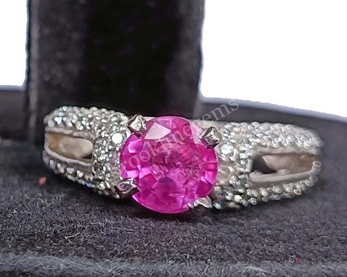 17,30 kt runder geschliffener natürlicher rosa Rubin Silberring Größe 6,5 EGL lose Edelsteine 5 MRB - Bild 1 von 6