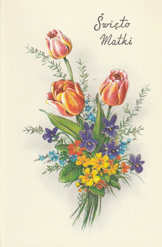 1 card Polish Mother's Day  -- Greeting Card  --  Swieto Matki