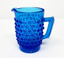 Vintage Fenton Blue glass Hobnail Mini pitcher