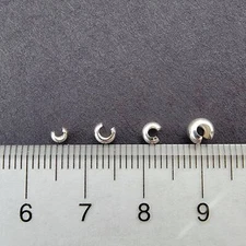 Crimp Bead Covers Sterling Silver Beads - Package of 25 - 2.5Mm 3Mm 3.5Mm 4.5Mm 