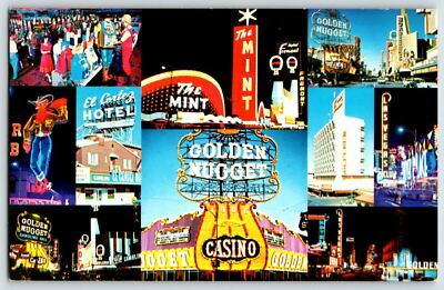Postcard  Las Vegas The Mint ,Golden Nugget Multiple Hotel Views  A7
