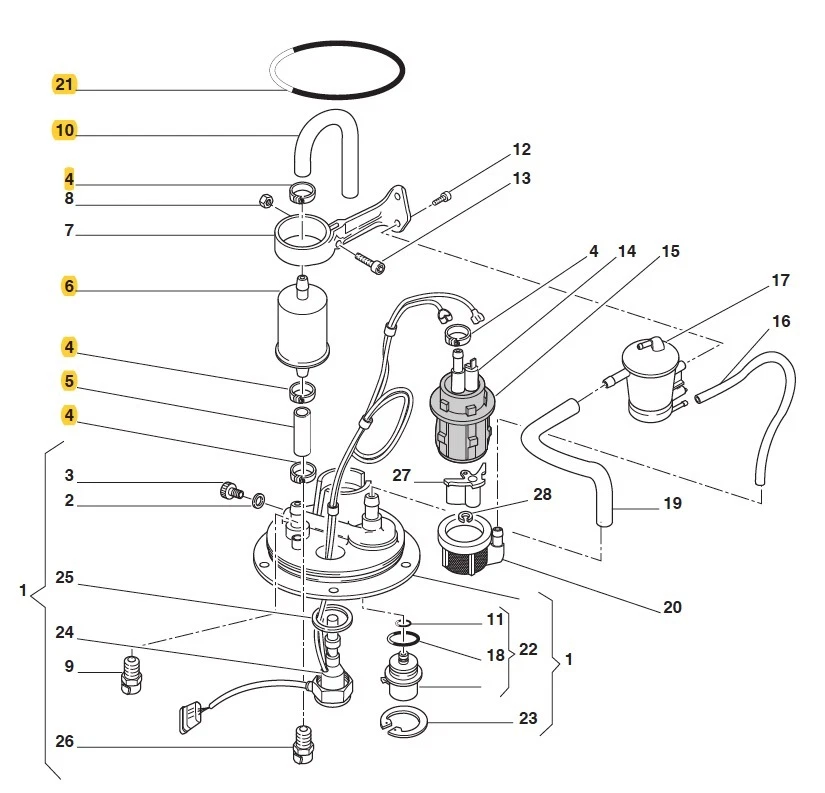 Ducati Gas Fuel Petrol Tank Pump Service Kit w/ Filter, O-Rings Vent Hoses Pipes - Image 2 of 3