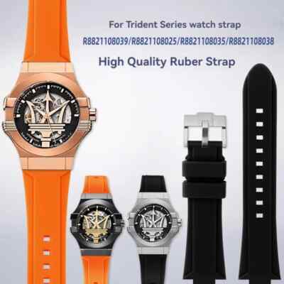 Silicone Rubber Watch Straps For Maserati Trident R8821108025 Series R882110039
