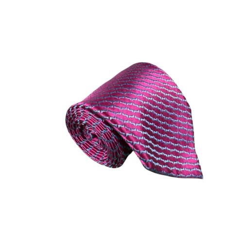Charvet Deep Pink Blue Geometric Pure Silk Mens Tie 3.5 Inch Width France