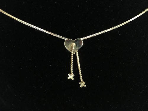 Vintage 12k GF Gold Filled Heart Love Dangle Drop Necklace 15" Chain CUTE