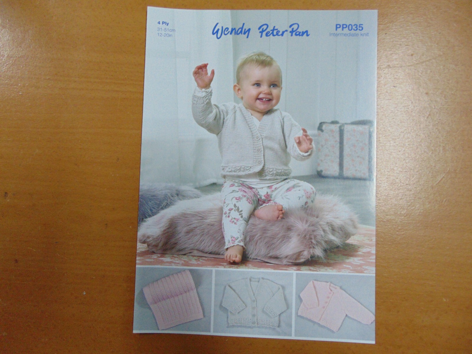 Wendy Peter Pan 4 Ply Knitting Pattern PP035 Cardigans and Blanket 31- 51 cm