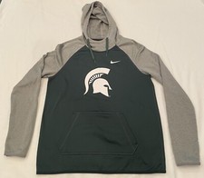 Nike Therma-Fit Michigan State Spartans Pullover Hoodie M Green Gray