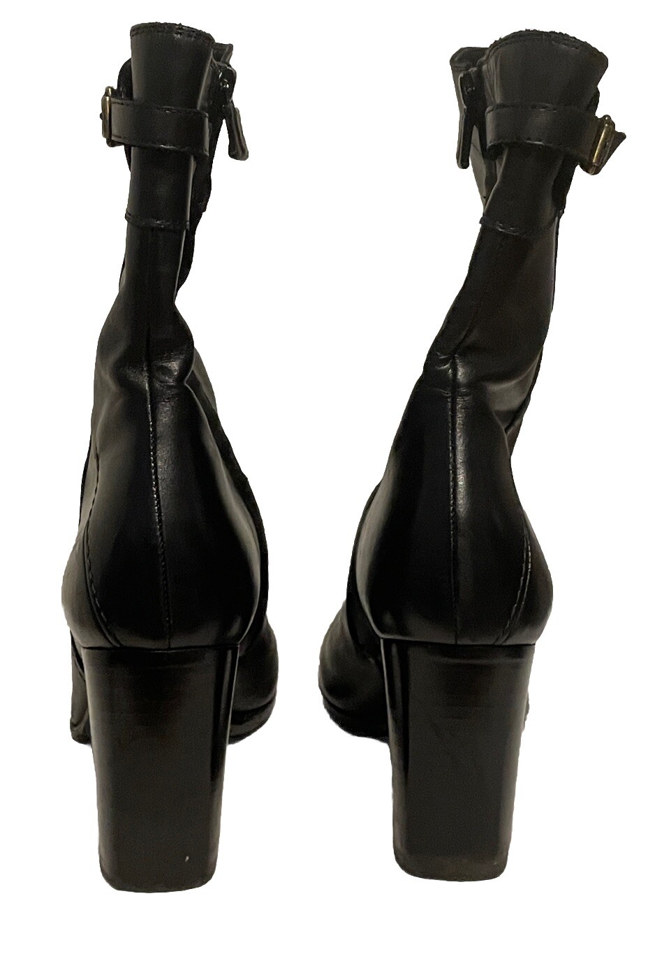 Costume National designer rare ankle boots Black Leather round toe 38.5 US 8 image 6