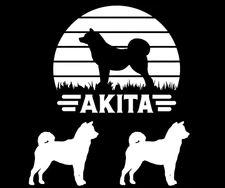 Akita 3 Pack White Vinyl Graphic Decal Car Window Laptop Tablet Tumbler Notebook