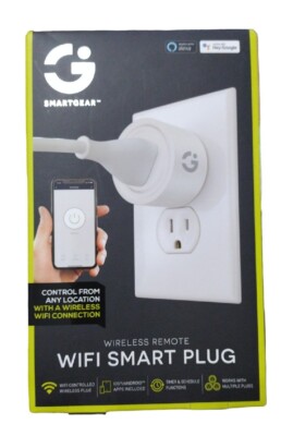 SmartGear WiFi smart plug. White. Remote wireless control.