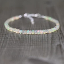 Natural White Opal Stone Dainty Bracelet Healing Crystal Bracelet Minimalist