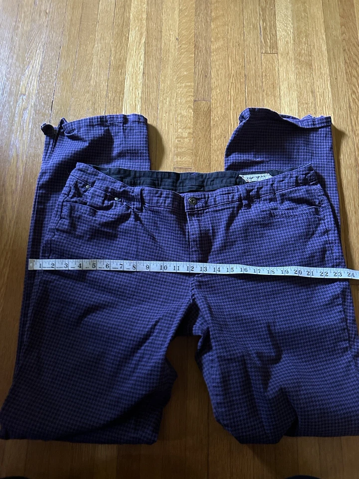 Pantalones de mezclilla Y2K Chor de tiro bajo púrpura pata de gallo, talla 21 Foto 3 de 4