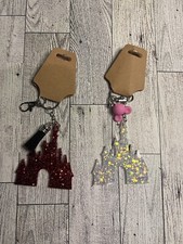 Homemade Disney Princess Castle Keychain Glitter CUSTOM YOU CHOOSE   