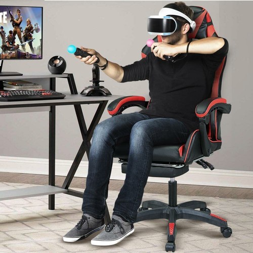 Sedia Poltrona Gaming Scrivania Ufficio Casa Reclinabile Girevol con Poggiapiedi - Foto 2 di 5
