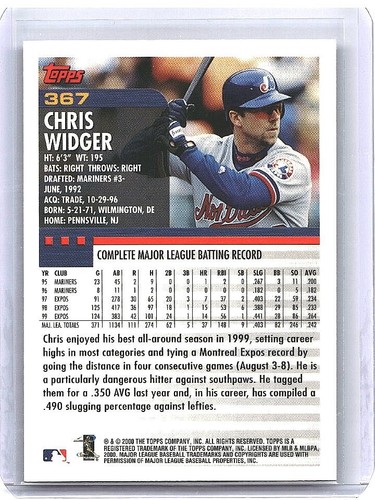 Chris Widger Signed In Person Auto 2000 Topps #367 Expos FAST SHIP - Picture 2 of 2