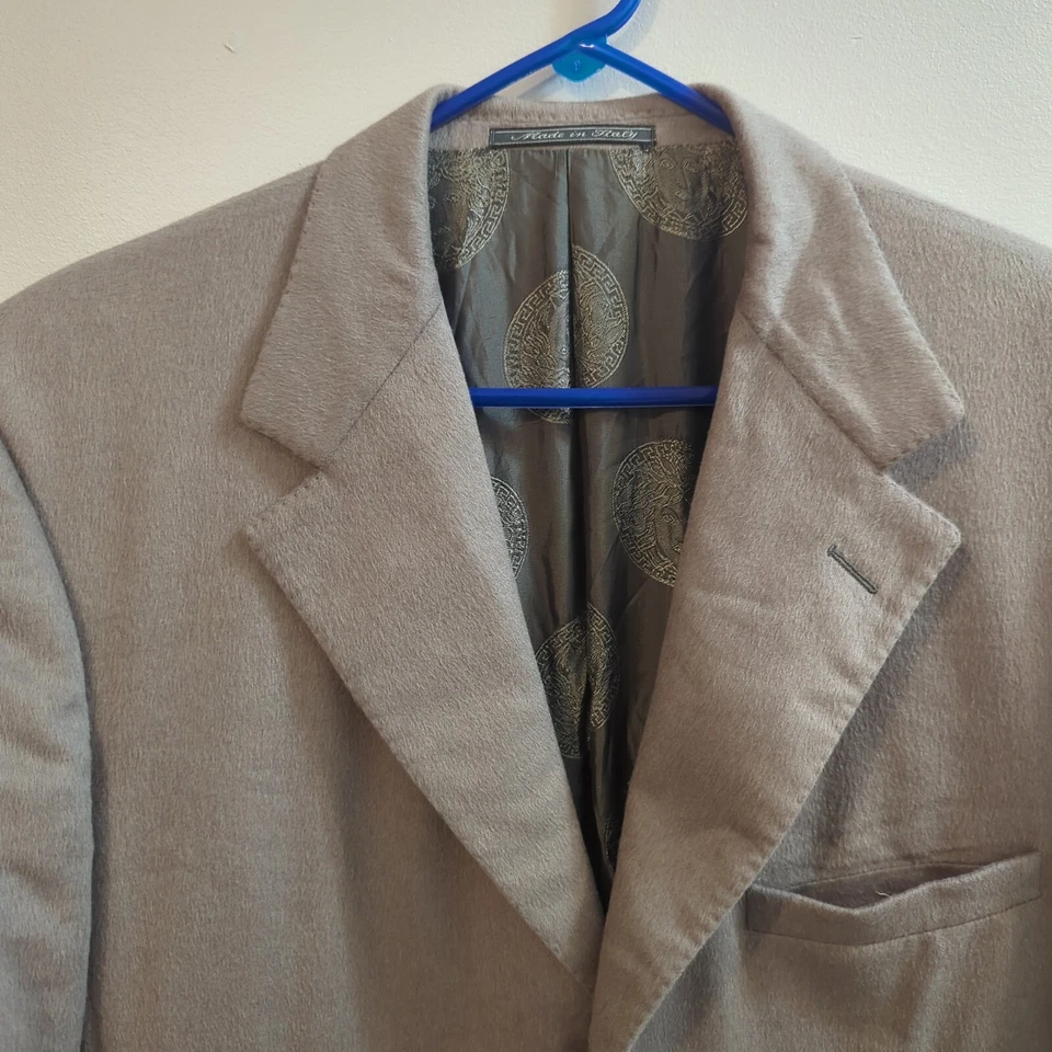 Blazer De Colección Para Hombres Gianni Versace Alta Costura Gris Angora Lana Cashgora 3 Btn Deportivo 40R Foto 3 de 4