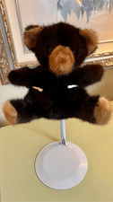 Vintage 80s Handmade real genuine mink fur Plush Brown Tan Bear Stuffed Animal