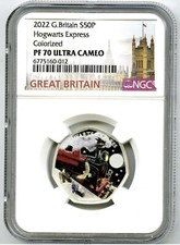2022 GREAT BRITAIN S50P SILVER PROOF NGC PF70 UC HOGWARTS EXPRESS HARRY POTTER