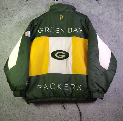 Vintage Green Bay Packers ProPlayer Quilted Puffer NFL Jacket Men's Size XXL 2XL