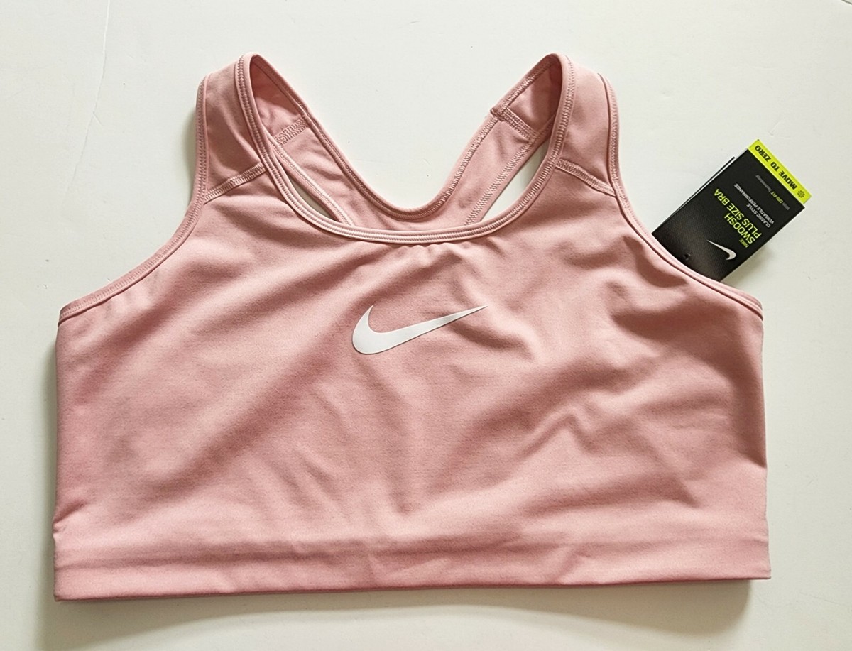 Nike Womens Plus Size Dri-FIT Medium Support Sports Bra Pink Glaze
