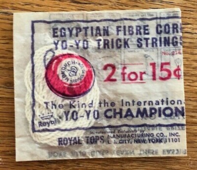 Vintage 1960s Royal Tops Yo-Yo Trick Strings Egyptian Cotton 2pc NOS Glassine