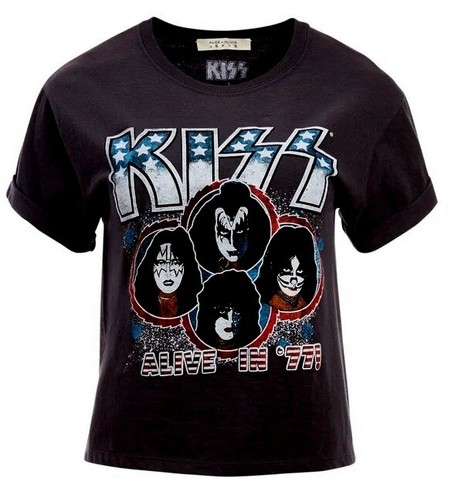 T-shirt uomo oversize stampa Kiss Alice, cotone nero maglia estate maniche corte - Foto 1 di 4