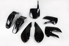 UFO Black Plastic Kit Kawasaki KX65 01-23 Front Rear Fender Shrouds # Plates