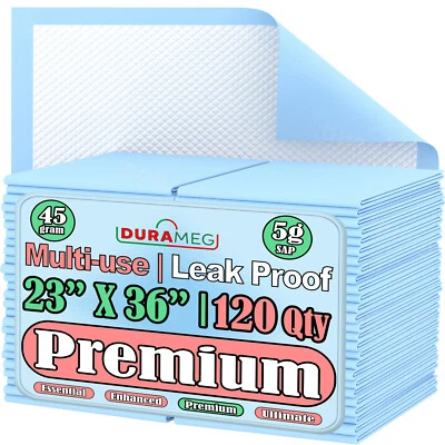 Durameg 23x36in Underpads 120 Pack | Premium Bed & Pee Pads | XL Puppy Chux Pads