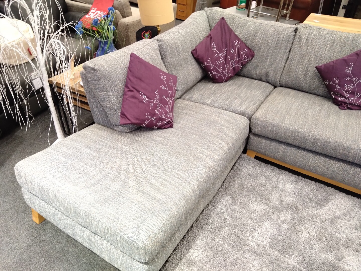 Large Grey Corner Sofa CS I07 eBay