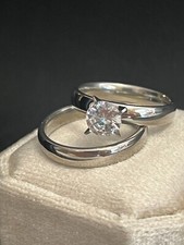 1Ct Round Cut Lab Created Diamond Bridal Set Engagement Ring 14K Gold Finish