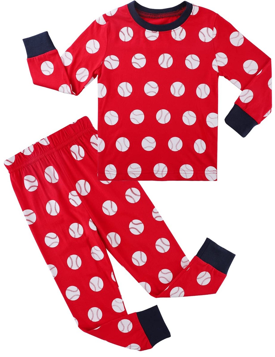 Toddler Boy Pajamas Set Baseball Pjs Sleepwear Jammies 3T