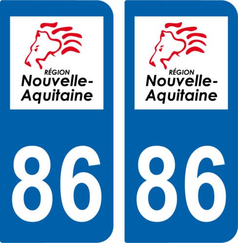  2 NEW AQUITAINE Department 86 Car Registration Style Stickers - Picture 1 of 12