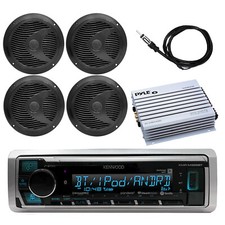 Marine Bluetooth Radio, 4x 6.5" Speakers, 4 Channel Amplifier, Antenna