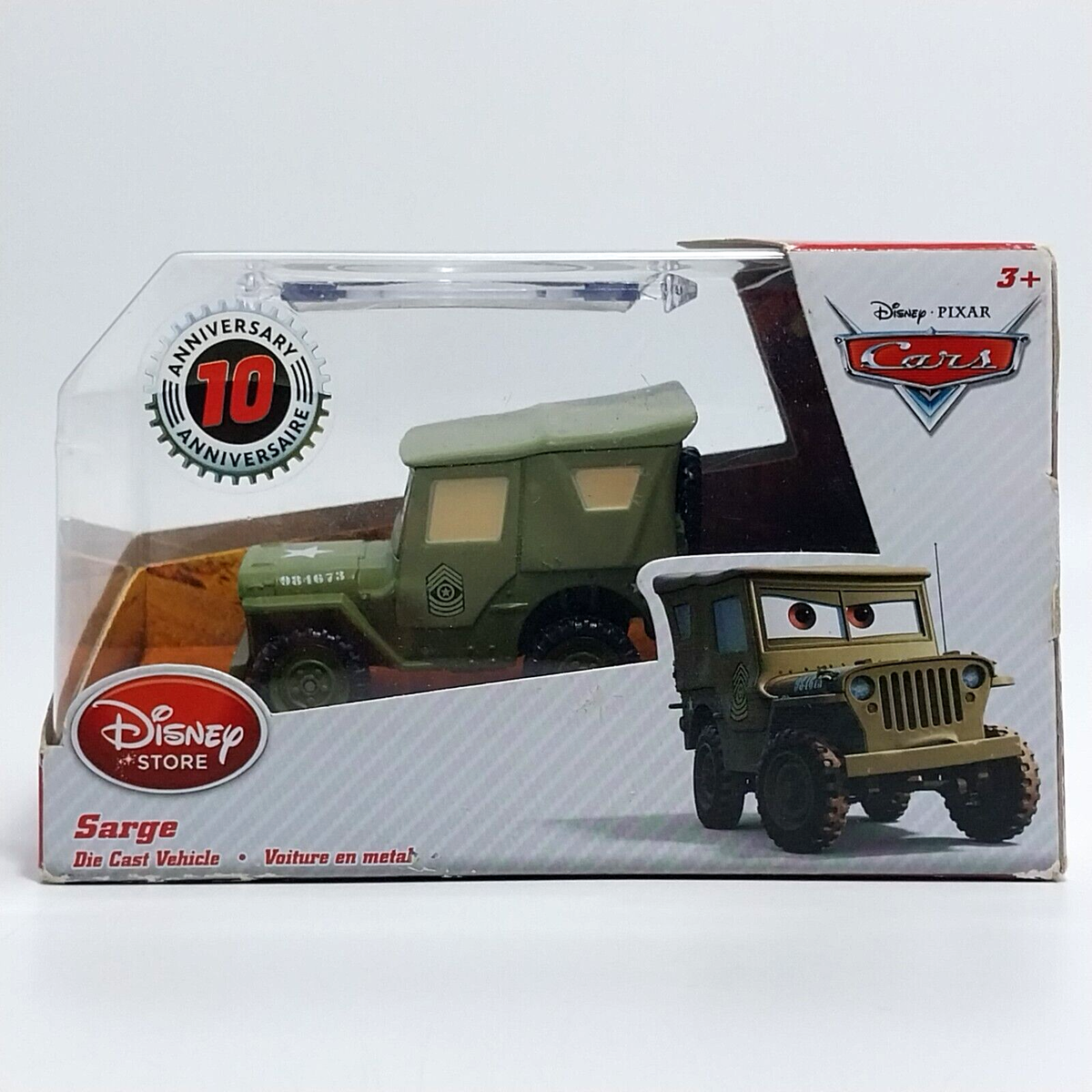 Disney's Pixar CARS Sarge 10th Anniversary w/Case Die-cast New