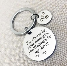 Keyring/Keychain from DAUGHTER/GIRL You'll always be my Hero GREAT GIFT FOR DAD