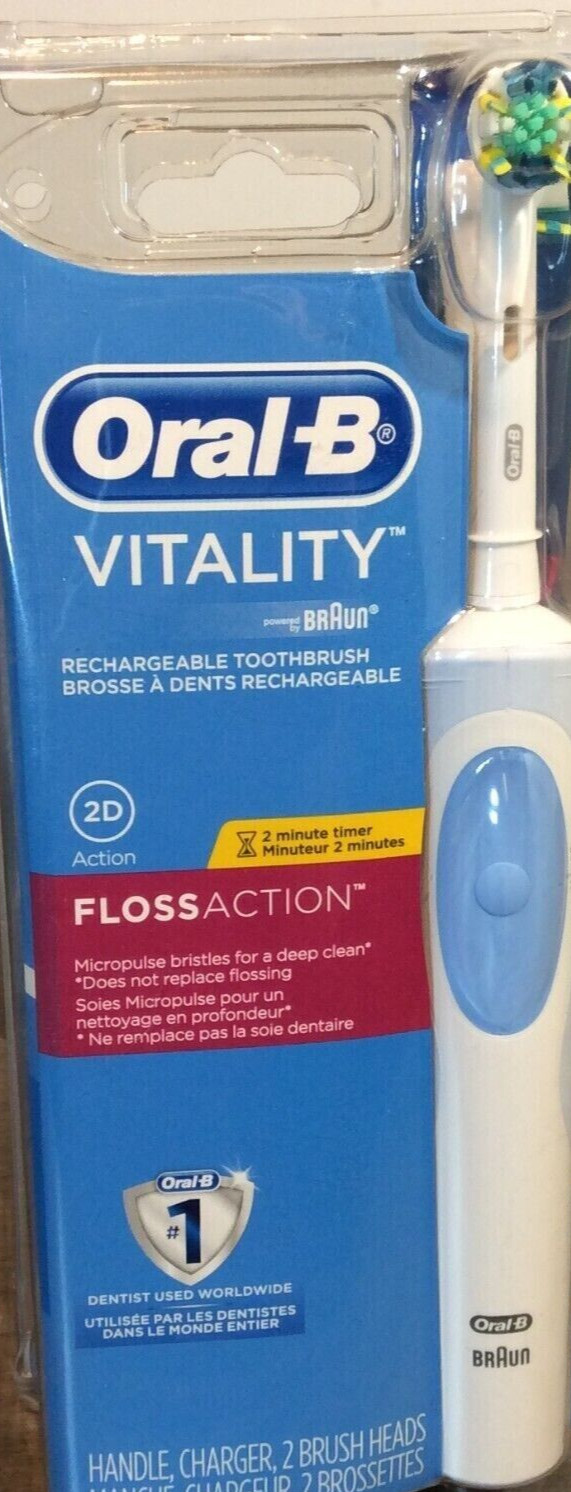Oral B Vitality Floss Action Rechargeable Power Toothbrush 2 Brush Heads New  