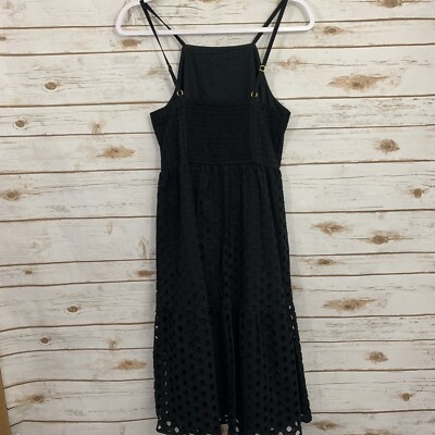 loft crochet dress Halter Midi Wide straps Loft Black Eyelet Crochet Summer