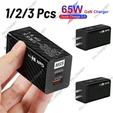 65W GaN USB C Fast Wall Charger PD QC3.0 Adapter For MacBook iPhone iPad Samsung
