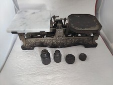 Balkenwaage 3 kg mit Gewichten antik Waage Krämerwaage Gusseisen