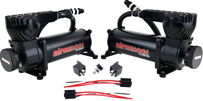 airmaxxx Dual 580 Black Compressors with 90/120 Pressure Switch Air Ride Kit