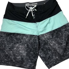 Boys Billabong Size 28 Board Shorts Platinum X Tribong Black, Gray, Teal. Pocket