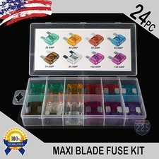 24 Pack Large MAXI / APX Blade Fuse Assortment Auto Car Truck SUV AMP FUSES Kit