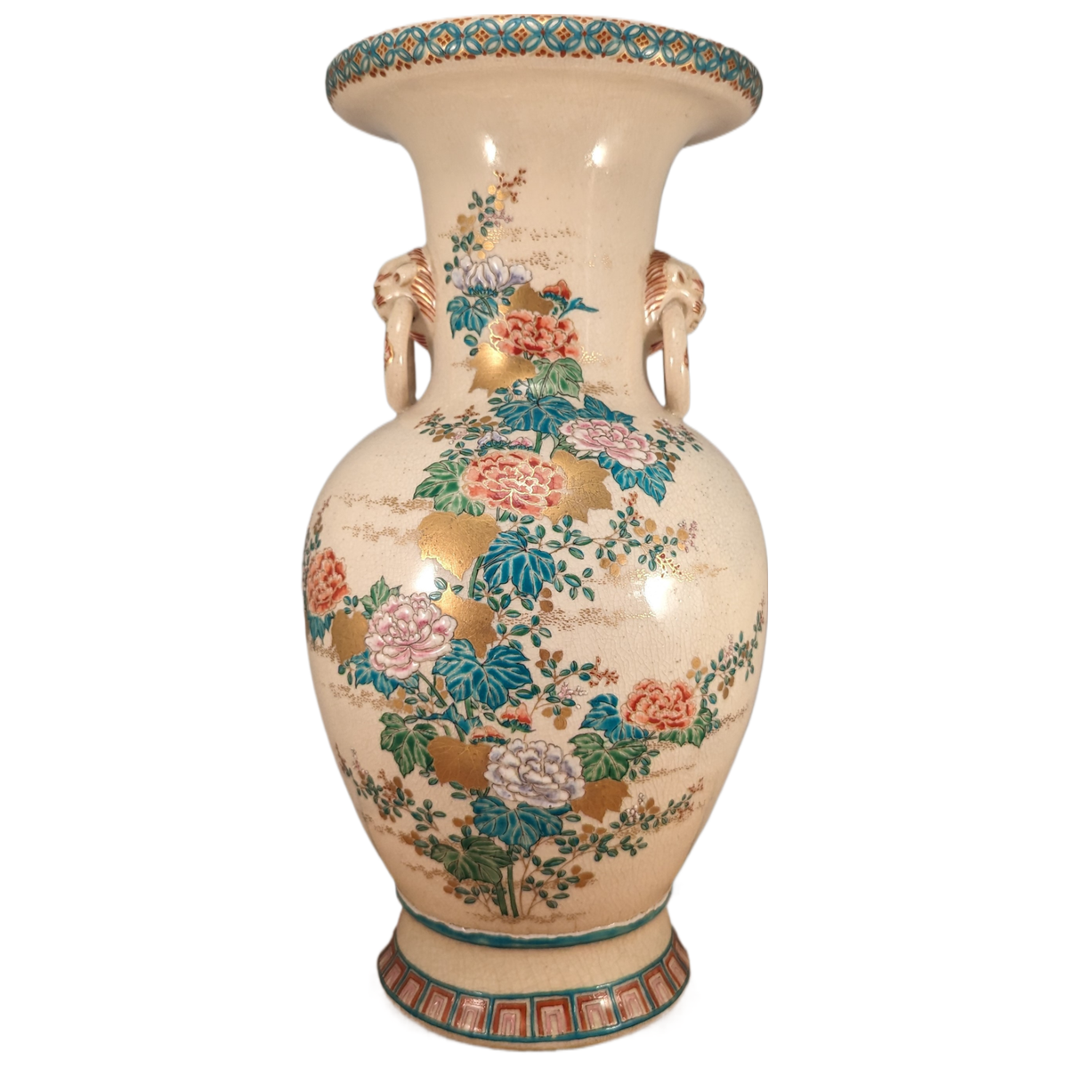 Antique Japanese Makuzu Kozan Ceramic Pottery Satsuma Vase