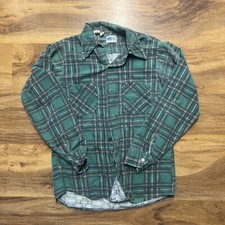 Vintage Dee Cee Flannel Shirt Size 14 S Plaid Western Workwear Green Made In USA
