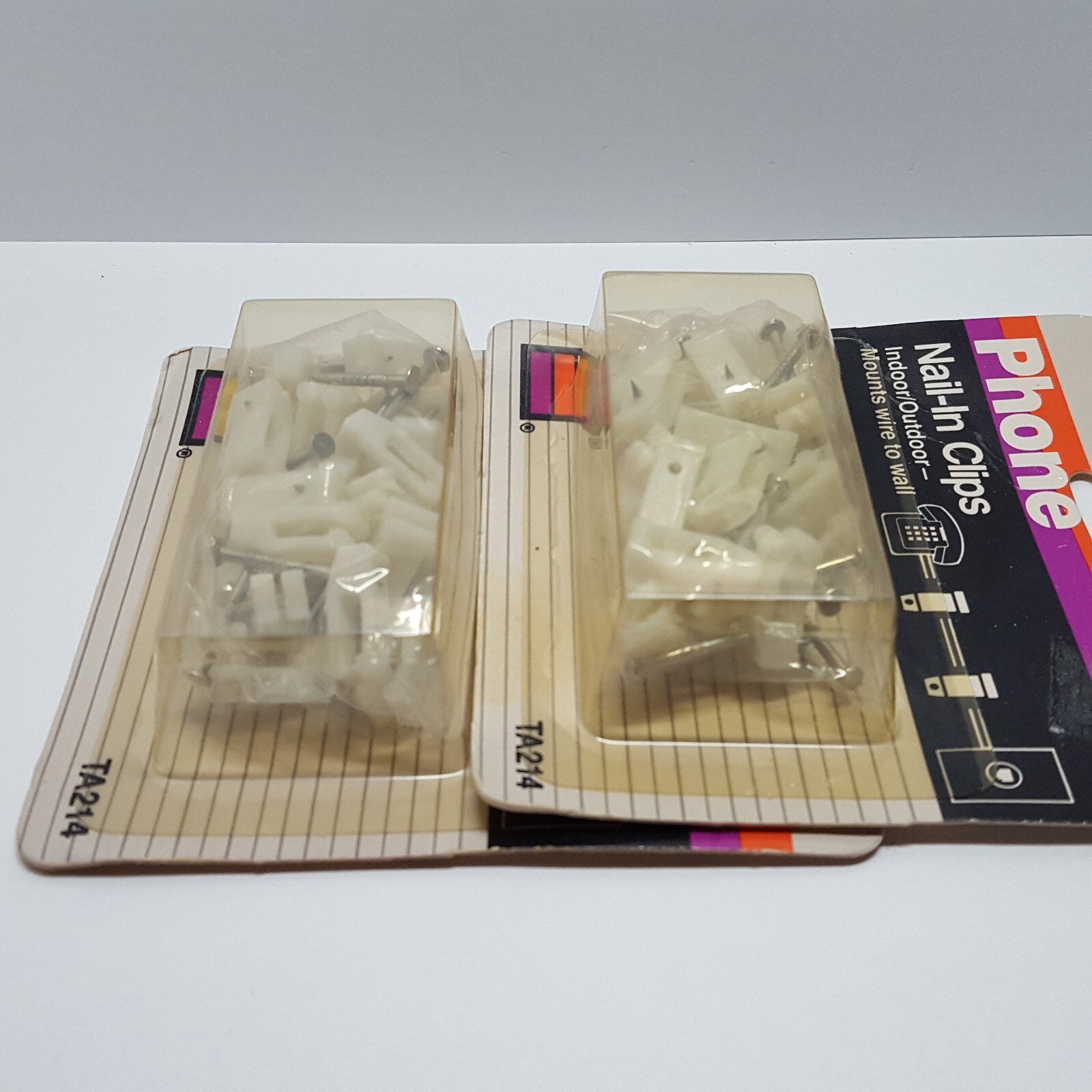 2 Packs Vintage GEMINI Phone Line Cable Indoor & Outdoor Nail In Clips