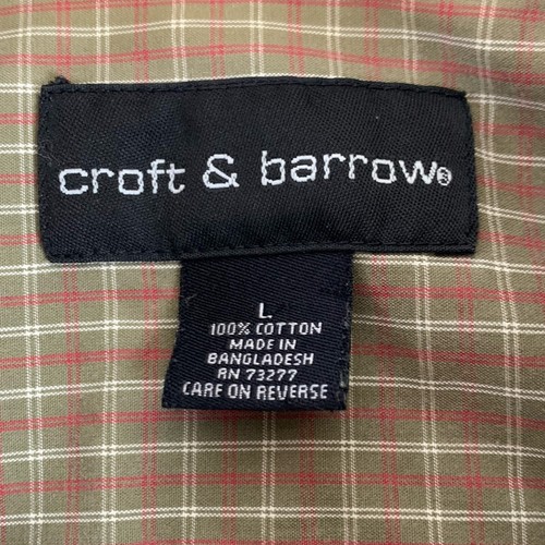 Camisa de vestir Croft & Barrow para hombre a cuadros con botones manga corta para hombre L marrón - Imagen 6 de 9