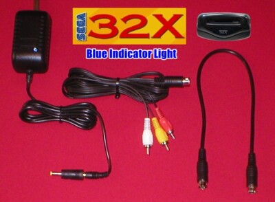 Sega 32X AC Adapter W/LED & AV TV Cable + 32X Link Cord for Genesis 2 Console